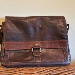 Jack Georges Brown Leather Voyager Messenger Bag #7314